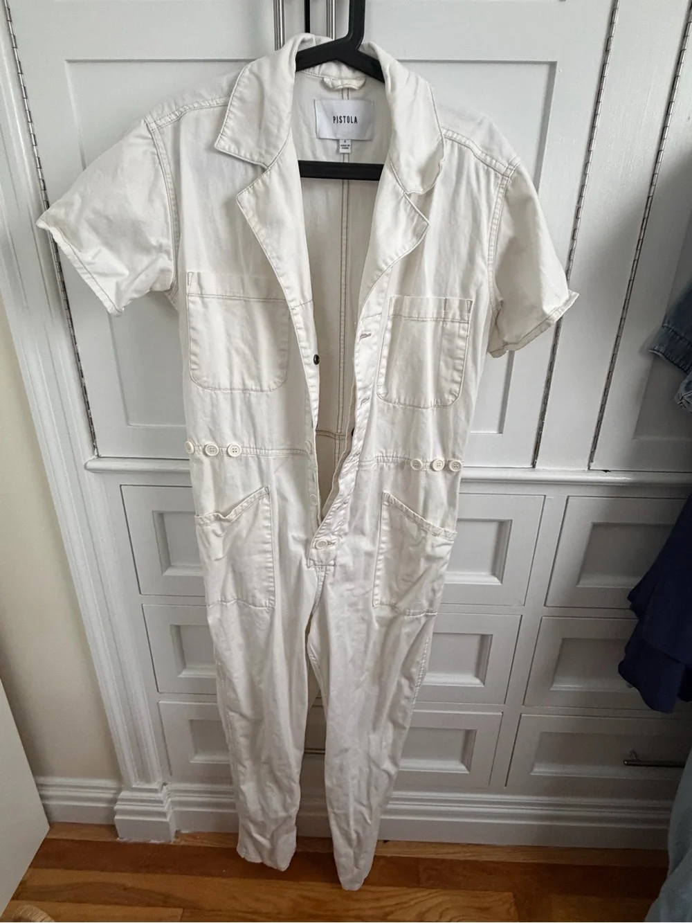 pistola White Short-Sleeve Utility Jumpsuit